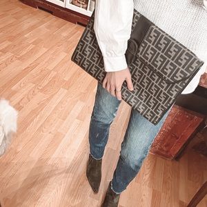 Vintage FENDI FF Monogram Zucca Print XL Clutch